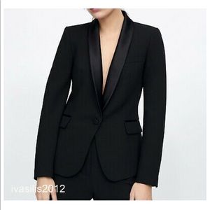 Zara black blazer w/ Satin trim